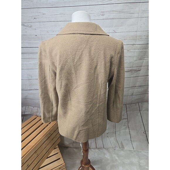 Vintage Talbots Women's M Button Up Jacket Tan Alpaca Wool Blend Zip Pockets - Picture 2 of 9